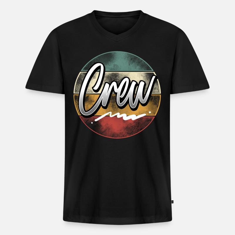 Crew - Männer Premium Bio T-Shirt mit V-Ausschnitt - Schwarz