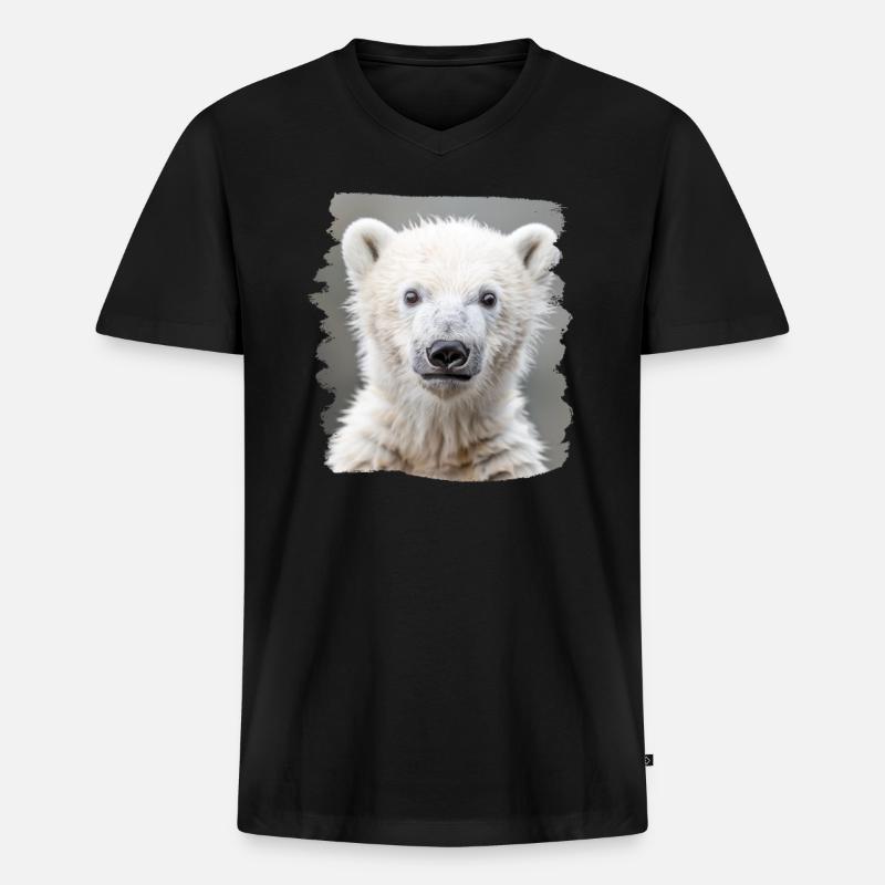Polar Bear Eisbären Eisbär - Männer Premium Bio T-Shirt mit V-Ausschnitt - Schwarz