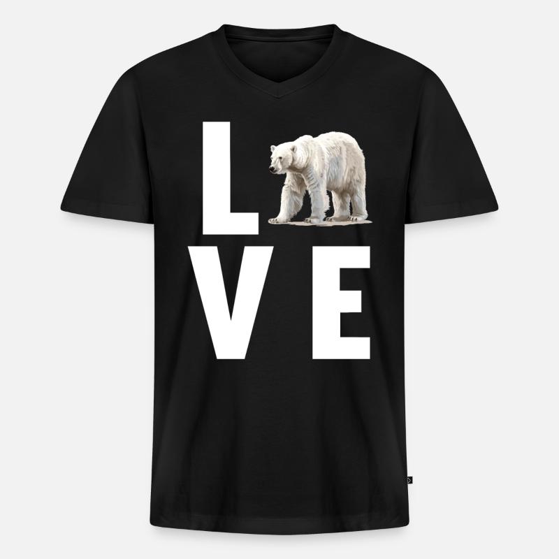 Polar Bear Eisbären Eisbär - Männer Premium Bio T-Shirt mit V-Ausschnitt - Schwarz