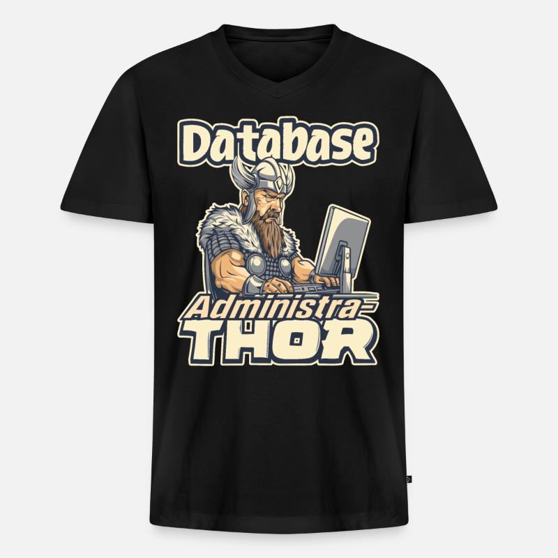 Viking Databaseadministra-thor Nerdy - Men's Premium Organic T-shirt with V-neck - black