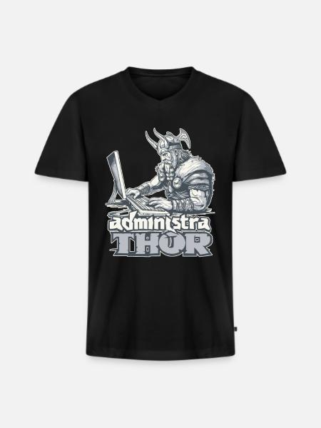 Viking Databaseadministra-thor Nerdy - Männer Premium Bio T-Shirt mit V-Ausschnitt - Schwarz