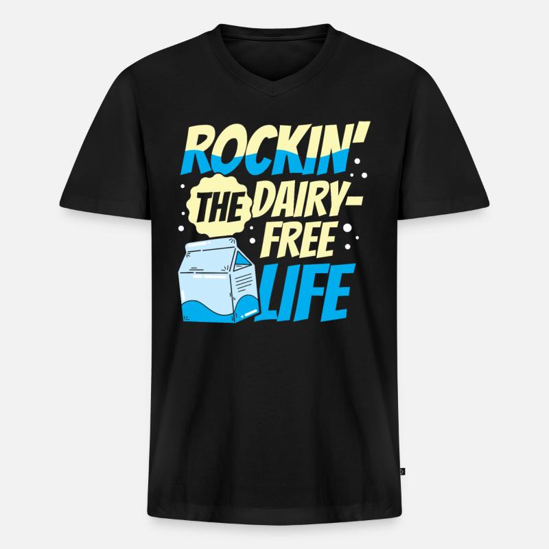 Laktosetolerant Oder Laktoseintolerant - Männer Premium Bio T-Shirt mit V-Ausschnitt - Schwarz
