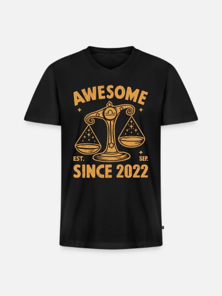 Awesome Since 2022 Libra Birthday - Men's Premium Organic T-shirt with V-neck - black