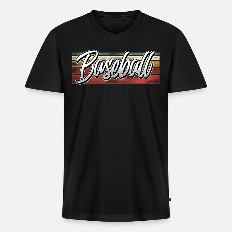 Baseball - Männer Premium Bio T-Shirt mit V-Ausschnitt - Schwarz