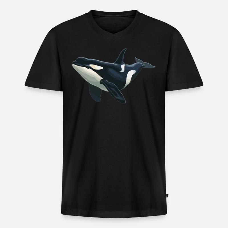 Orcas Orca - Männer Premium Bio T-Shirt mit V-Ausschnitt - Schwarz
