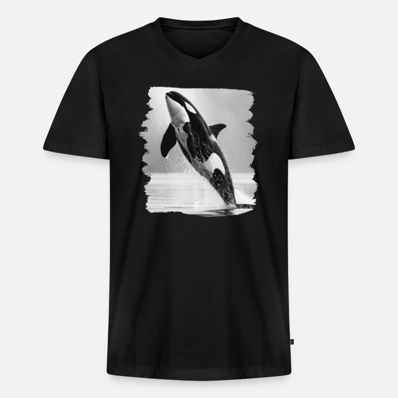 Orcas Orca - Männer Premium Bio T-Shirt mit V-Ausschnitt - Schwarz