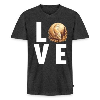 Barn Owl Schleiereulen Schleiereule - Männer Premium Bio T-Shirt mit V-Ausschnitt - Anthrazit meliert - Vorne - Nico (187cm)