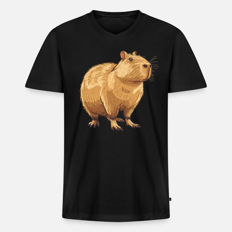 Capybaras Capybara - Männer Premium Bio T-Shirt mit V-Ausschnitt - Schwarz