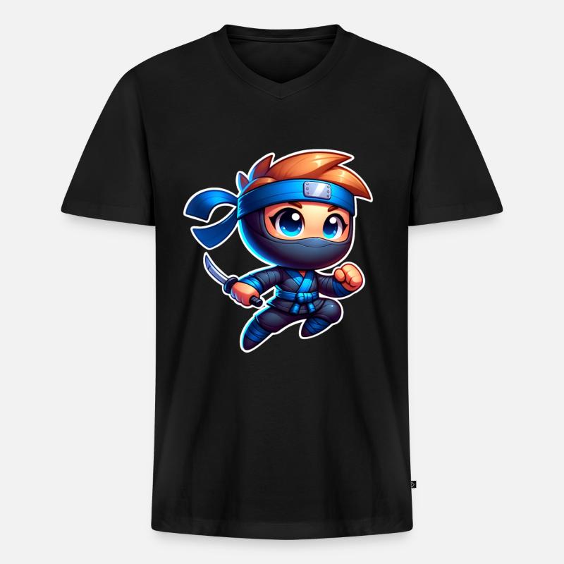 Ninja - Männer Premium Bio T-Shirt mit V-Ausschnitt - Schwarz