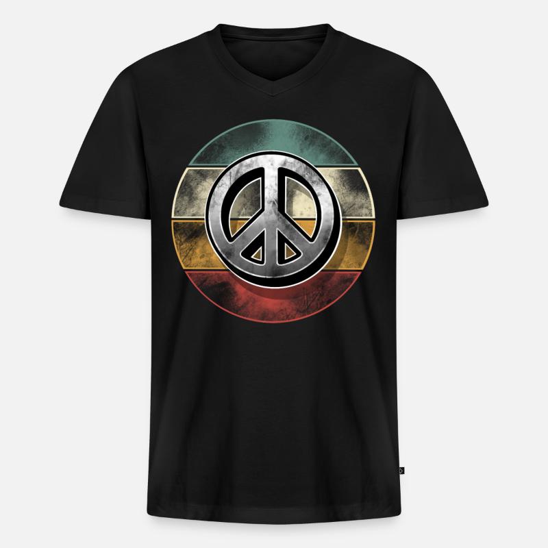 Peacezeichen - Männer Premium Bio T-Shirt mit V-Ausschnitt - Schwarz