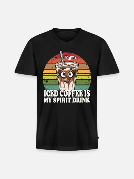 Eiskaffee Ist Mein Lieblingsgetränk - Männer Premium Bio T-Shirt mit V-Ausschnitt - Schwarz