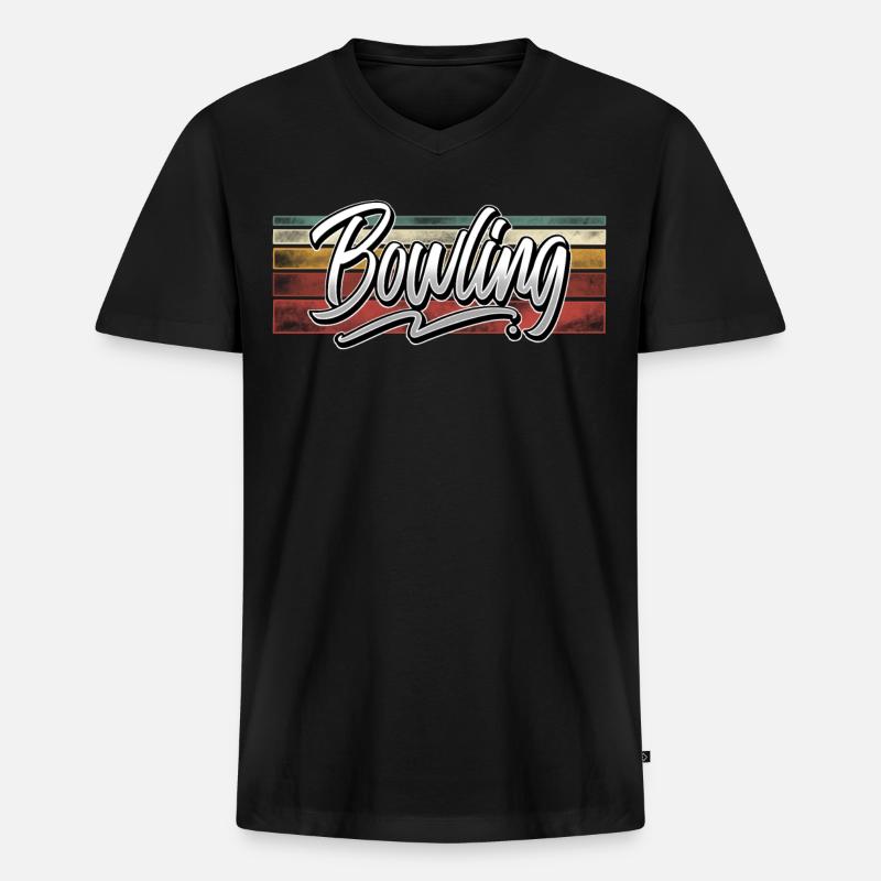 Bowling - Männer Premium Bio T-Shirt mit V-Ausschnitt - Schwarz
