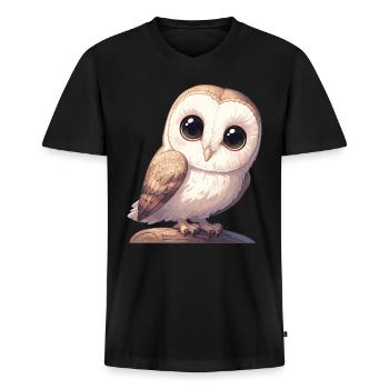 Barn Owl Schleiereulen Schleiereule - Männer Premium Bio T-Shirt mit V-Ausschnitt - Schwarz - Vorne - Nico (187cm)
