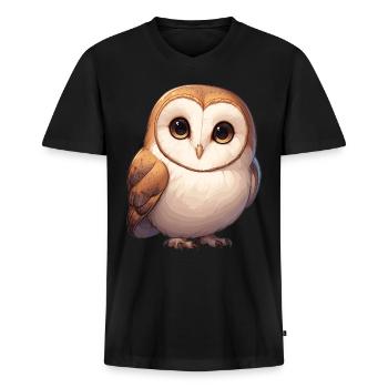 Barn Owl Schleiereulen Schleiereule - Männer Premium Bio T-Shirt mit V-Ausschnitt - Schwarz - Vorne - Nico (187cm)