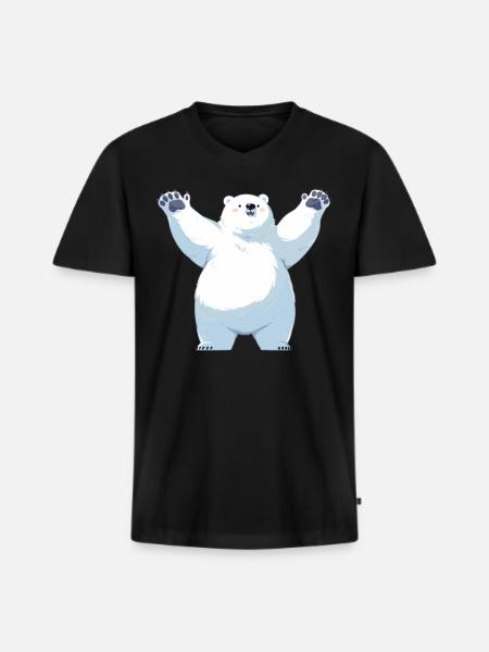 Polar Bear Eisbären Eisbär - Männer Premium Bio T-Shirt mit V-Ausschnitt - Schwarz