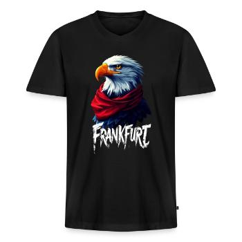 Frankfurt Adler Schal FFM Ultras Fans - Männer Premium Bio T-Shirt mit V-Ausschnitt - Schwarz - Vorne - Nico (187cm)