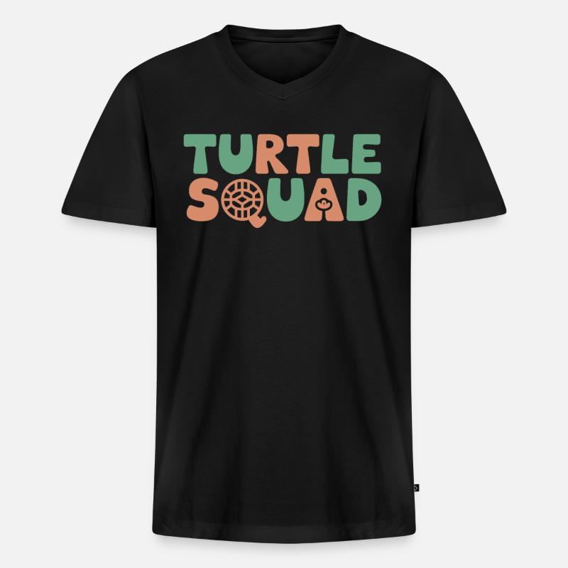 Turtle Groups Design Turtle Squad - Men's Premium Organic T-shirt with V-neck - black