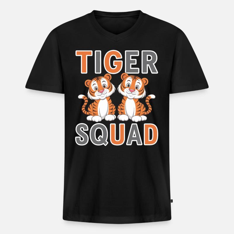 Tiger Gruppen Design Tiger Squad - Männer Premium Bio T-Shirt mit V-Ausschnitt - Schwarz
