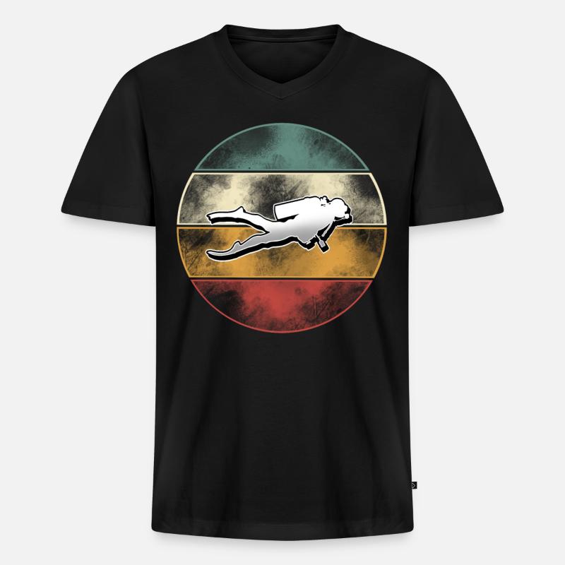 Taucher Tauchen - Männer Premium Bio T-Shirt mit V-Ausschnitt - Schwarz