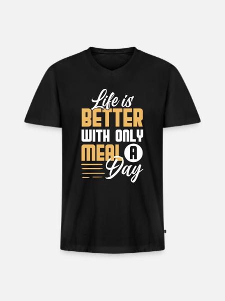 Intermittierendes Fasten Abnehmen - Männer Premium Bio T-Shirt mit V-Ausschnitt - Schwarz