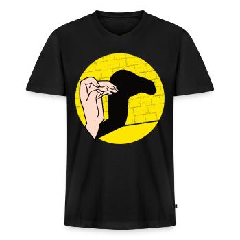 Hand Shadow Puppet Show Puppets - Men's Premium Organic T-shirt with V-neck - black - Front - Nico (187cm)