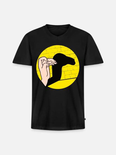 Handschattenpuppenspiel Puppen - Männer Premium Bio T-Shirt mit V-Ausschnitt - Schwarz