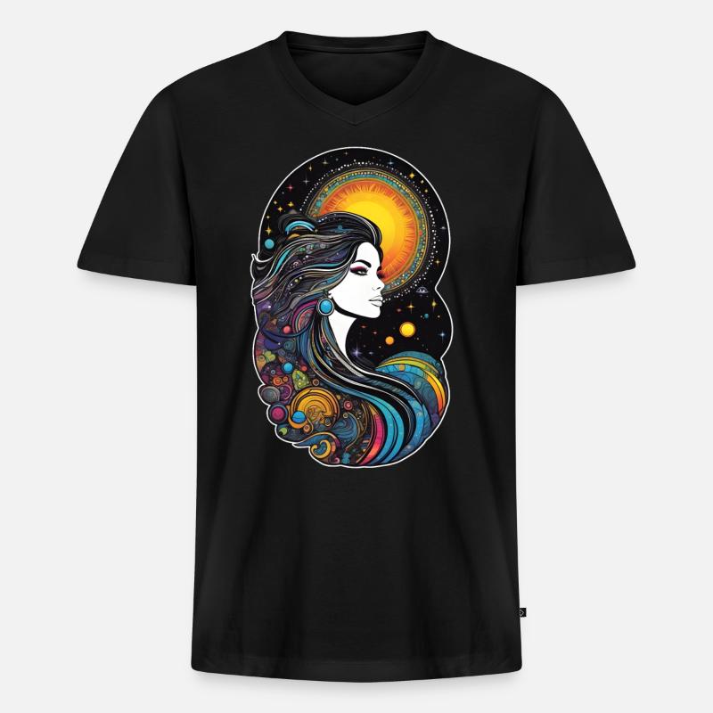 Kosmische Göttin der Schöpfung - Männer Premium Bio T-Shirt mit V-Ausschnitt - Schwarz