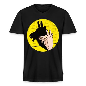 Hand Shadow Puppet Show Puppets - Men's Premium Organic T-shirt with V-neck - black - Front - Nico (187cm)