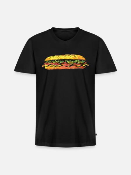 Sandwich Sandwich Snack Célébration - T-shirt encolure en V Premium bio Homme - noir