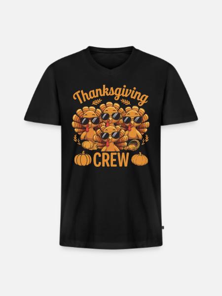 Thanksgiving Crew Sweet Turkeys - Men's Premium Organic T-shirt with V-neck - black