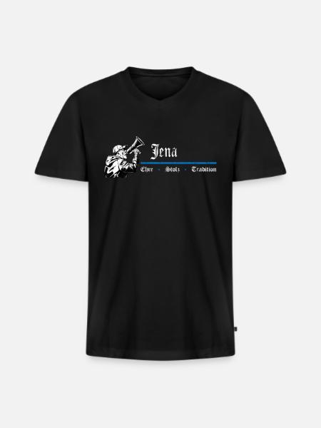 Jena Ehre Stolz Tradition - Männer Premium Bio T-Shirt mit V-Ausschnitt - Schwarz