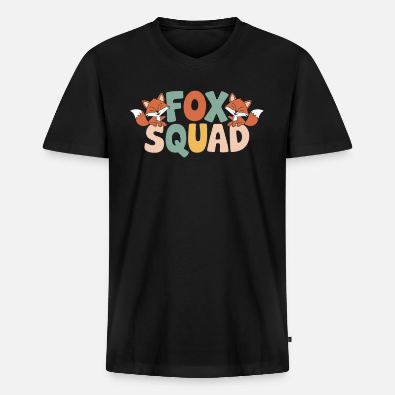 Fuchs Gruppen Design Fuchs Squad - Männer Premium Bio T-Shirt mit V-Ausschnitt - Schwarz