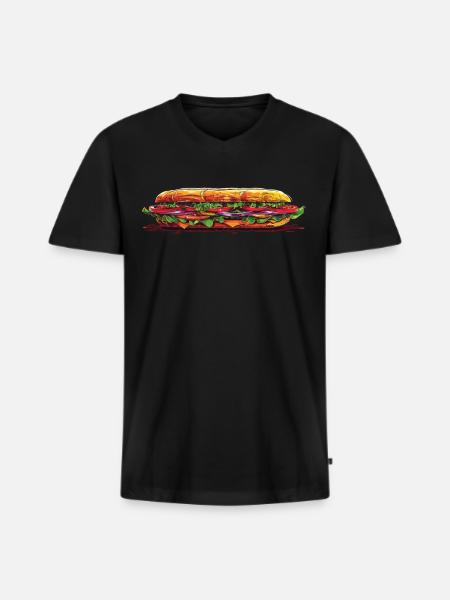 Sandwich Sandwich Snack Célébration - T-shirt encolure en V Premium bio Homme - noir