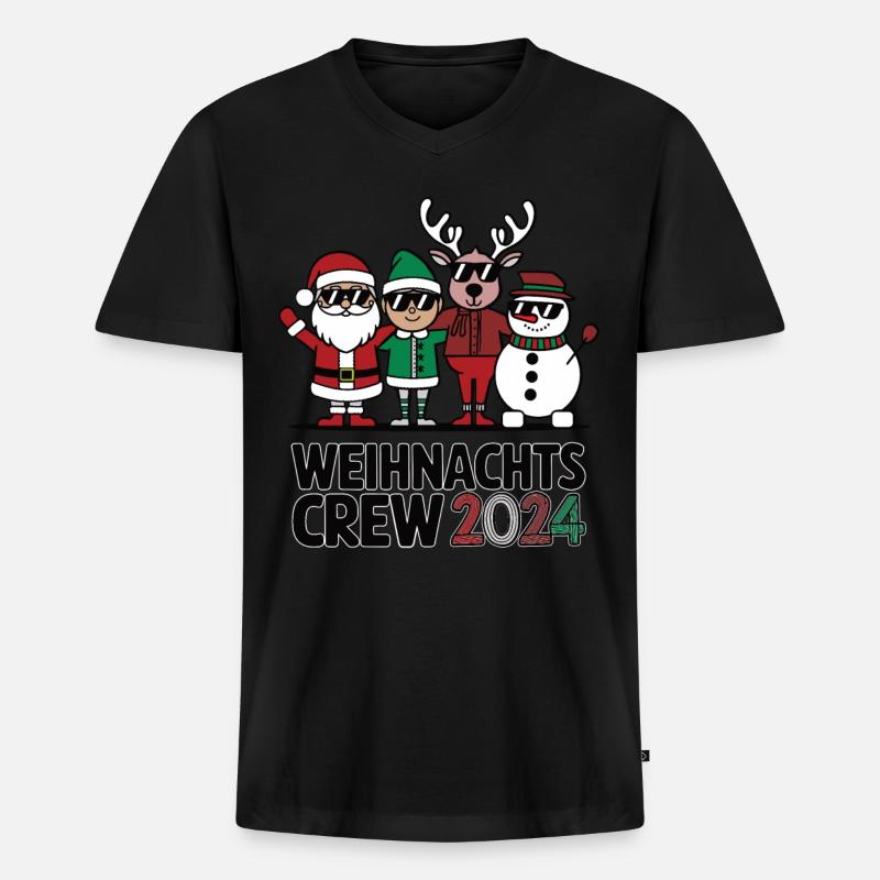 Weihnachts crew 24 - Männer Premium Bio T-Shirt mit V-Ausschnitt - Schwarz