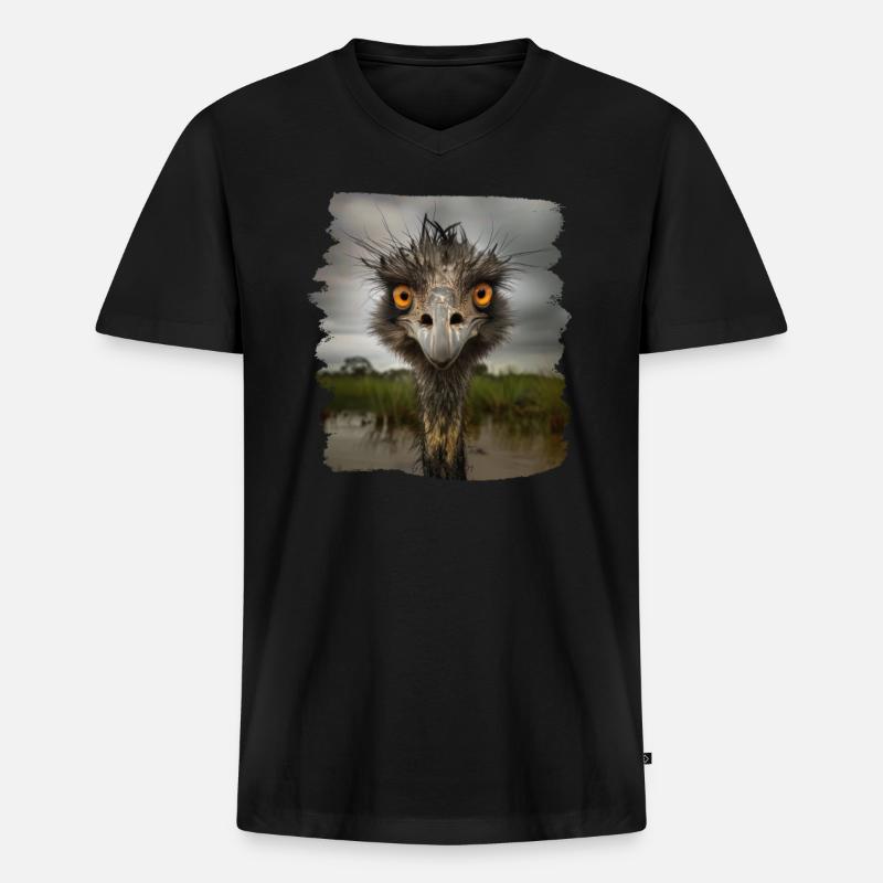 Emus Emu - Männer Premium Bio T-Shirt mit V-Ausschnitt - Schwarz
