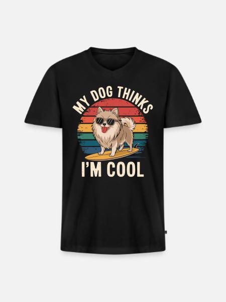 Pomeranian Dog Pomeranian - Men's Premium Organic T-shirt with V-neck - black