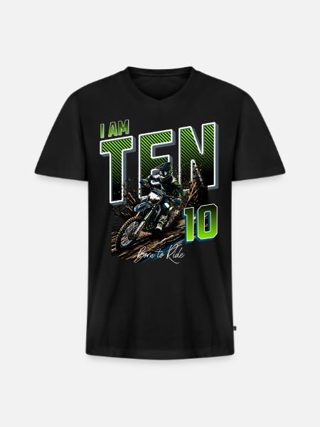 Motocross 10th Birthday - Men's Premium Organic T-shirt with V-neck - black