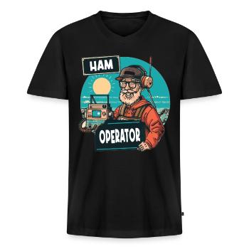 Stolzer Amateurfunk-betreiber - Männer Premium Bio T-Shirt mit V-Ausschnitt - Schwarz - Vorne - Nico (187cm)