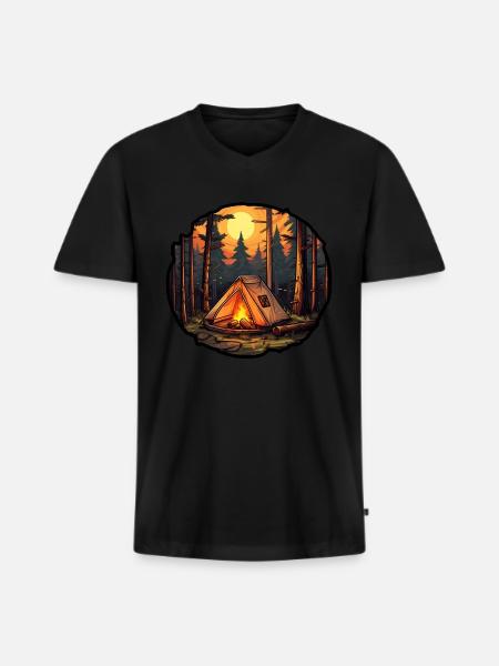 Camping Forest Nature Camping - Men's Premium Organic T-shirt with V-neck - black