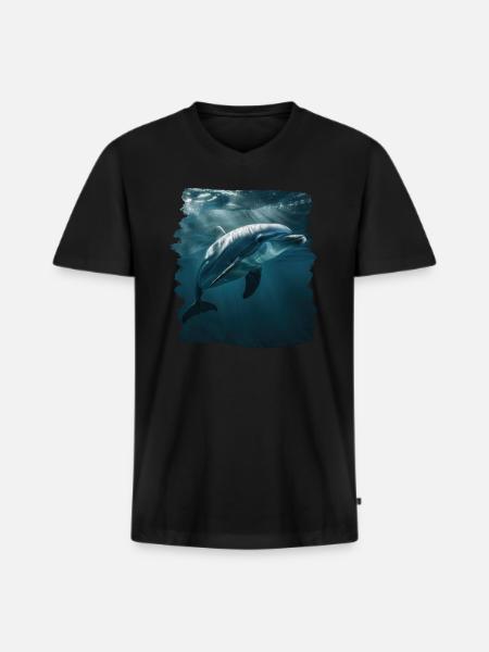 Dolphin Dolphins Dolphin - Men's Premium Organic T-shirt with V-neck - black