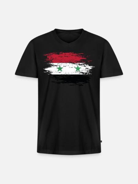 Drapeau de la Syrie utilisé - T-shirt encolure en V Premium bio Homme - noir