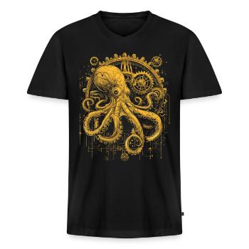 Steam Punk Art Funky Steampunk - T-shirt encolure en V Premium bio Homme - noir - Devant - Nico (187cm)
