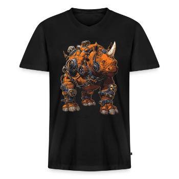Steam Punk Art Funky Steampunk - T-shirt encolure en V Premium bio Homme - noir - Devant - Nico (187cm)