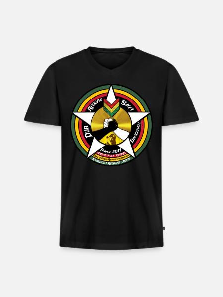 Swedish Reggae Lions - Official Logo 3 - Ekologisk premium-T-shirt med V-ringning herr - svart