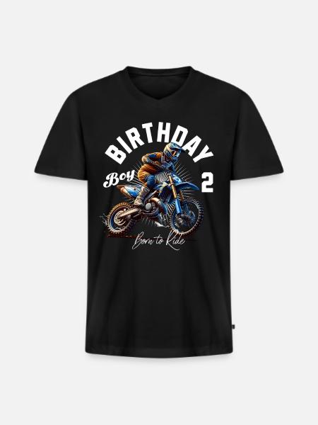 Motocross 2e anniversaire - T-shirt encolure en V Premium bio Homme - noir