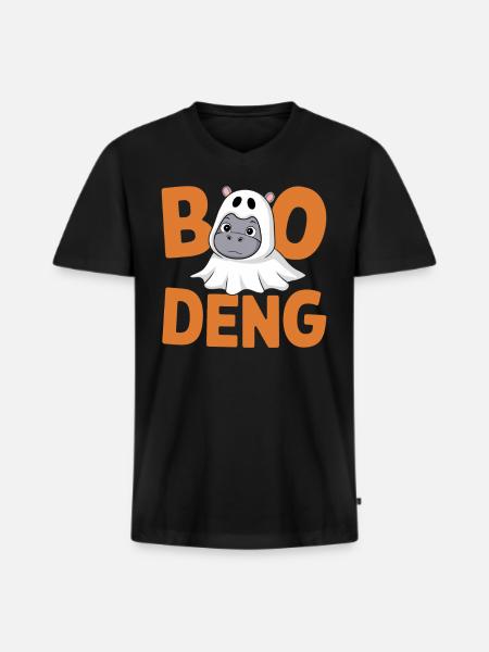Moo Deng Boo Deng Divertimento di Halloween - Maglietta ecologica premium da uomo con scollo a V - nero