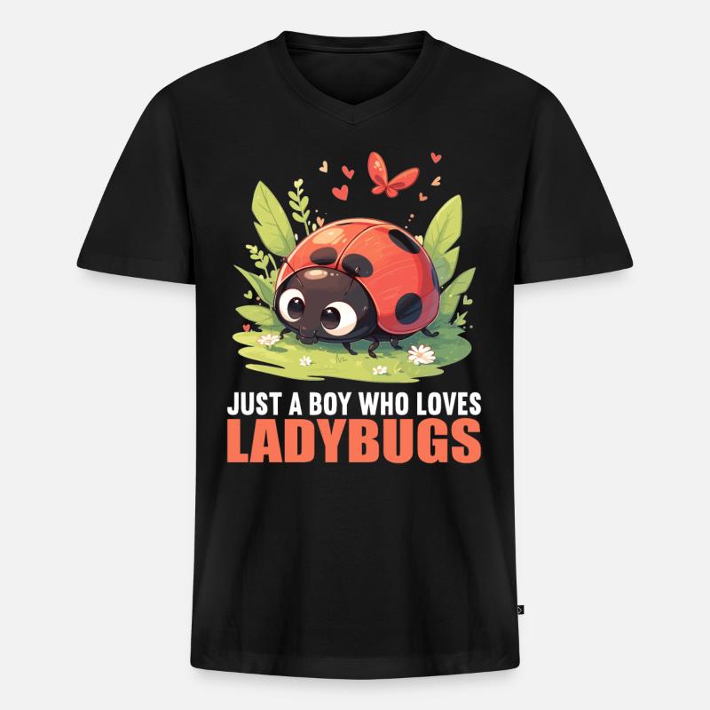 Ladybug Marienkäfer - Männer Premium Bio T-Shirt mit V-Ausschnitt - Schwarz