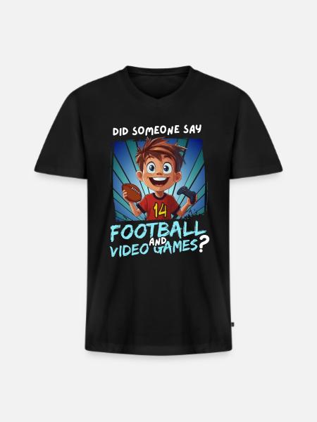 14-års fødselsdag Fodbold og spil for 14-årige - Premium økologisk T-shirt med V-hals til mænd - sort