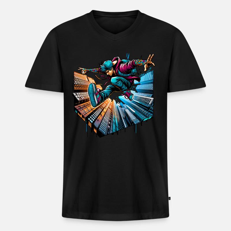 Parkour - Männer Premium Bio T-Shirt mit V-Ausschnitt - Schwarz