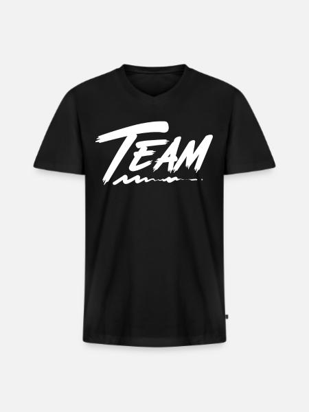 Team - Männer Premium Bio T-Shirt mit V-Ausschnitt - Schwarz